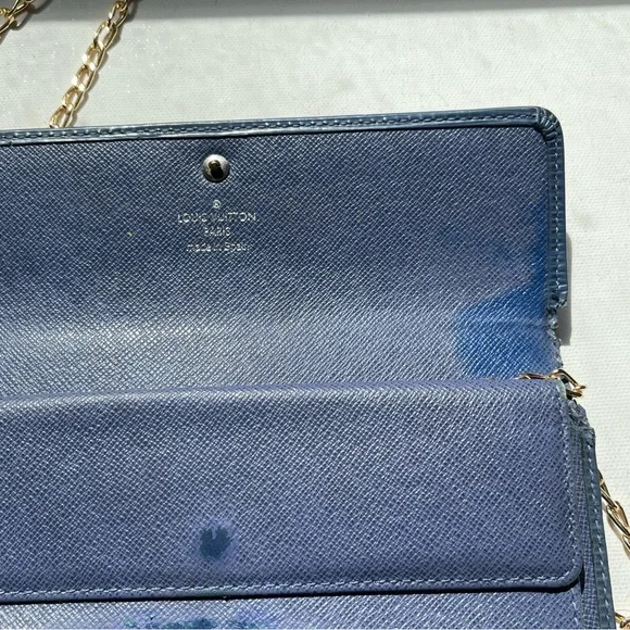 Louis Vuitton Navy Blue Epi Leather Long Wallet Snap Trifold LV with Chain 2005 - Picture 9 of 12